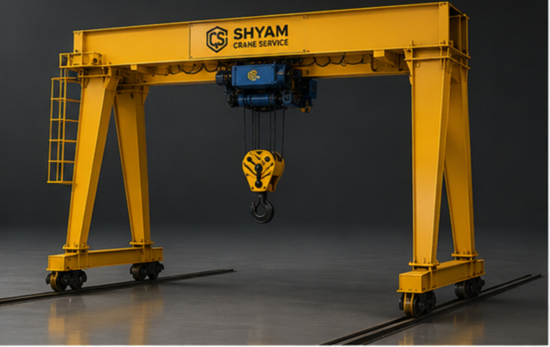 Yellow goliath crane with hoist