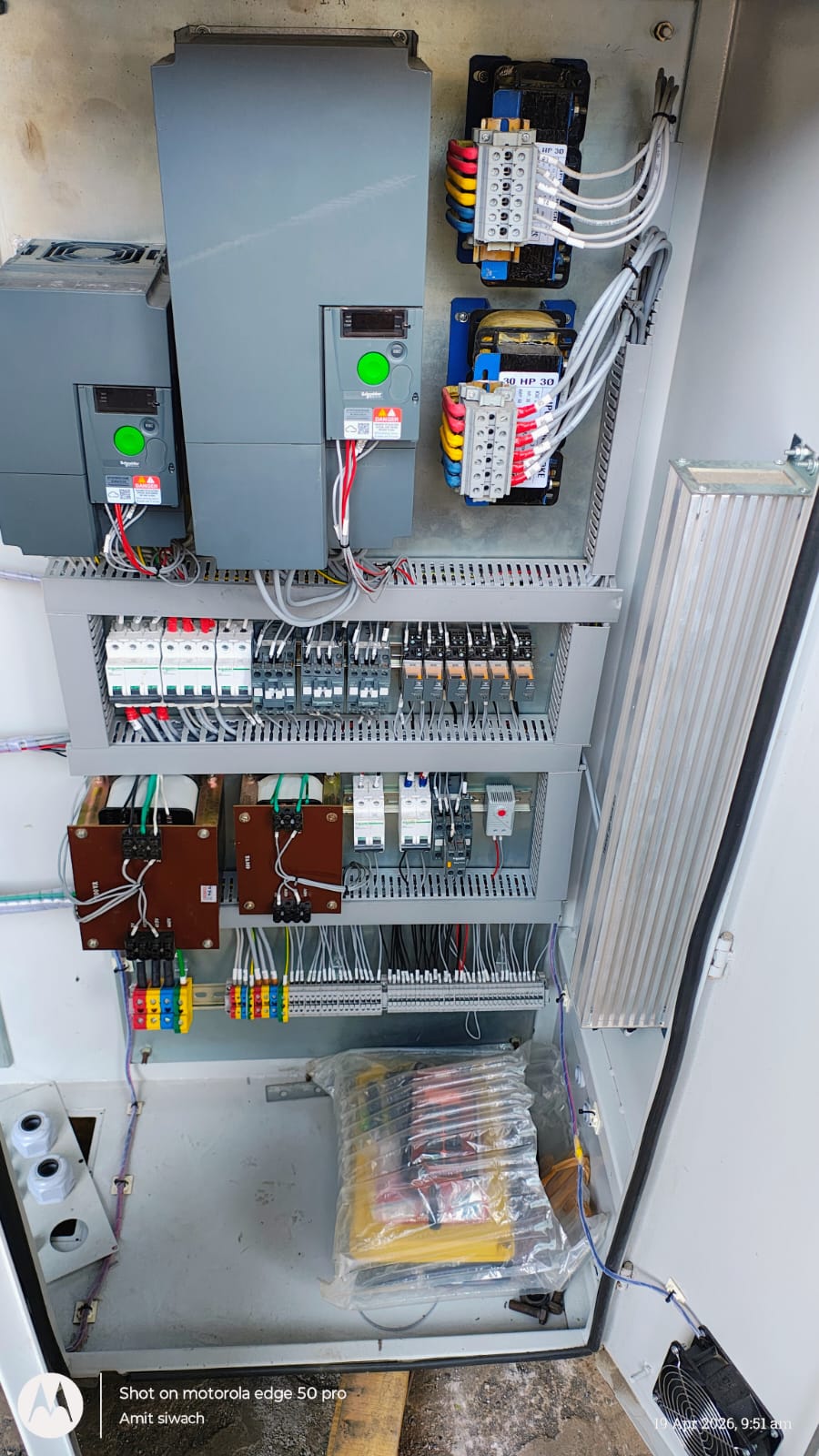 Electrical control panel with drives, contactors and wiring